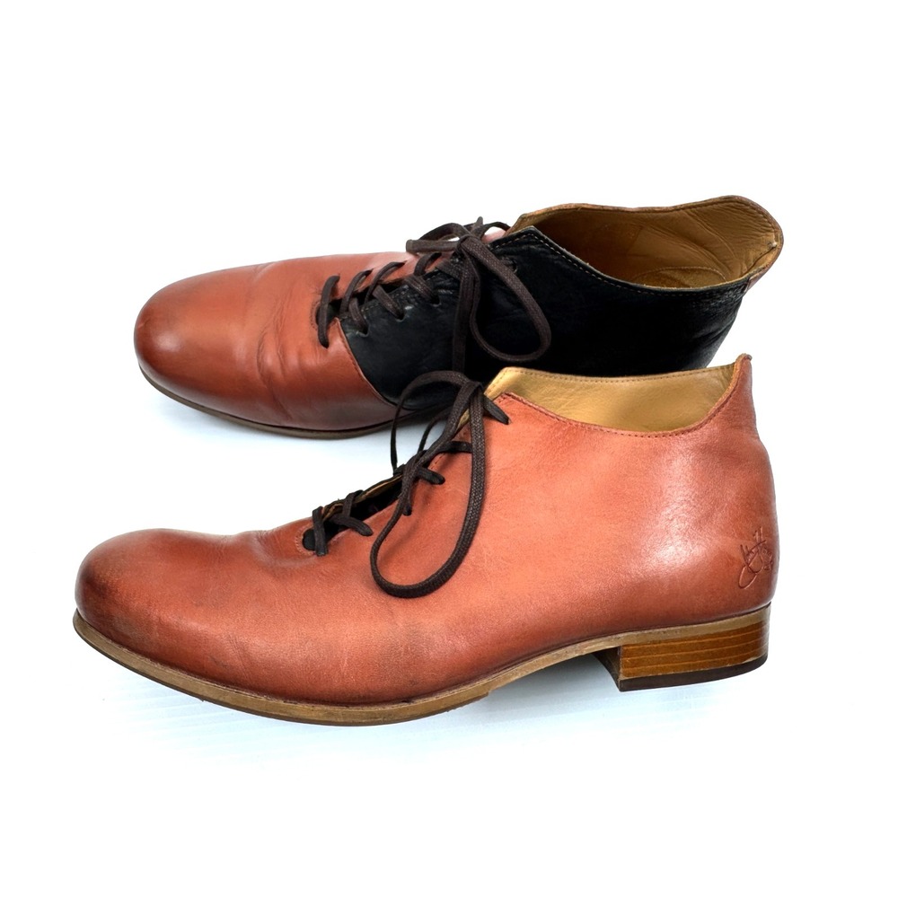 John Fluevog Radio CJRT Lace-up Ankle Boots Women 10 Leather Comfort Rusty Brown - Picture 4 of 16